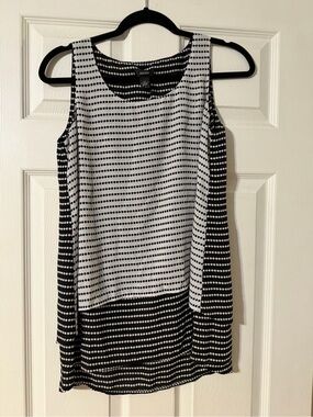 Alfani Black & White Dot-Stripe Sleeveless Tank